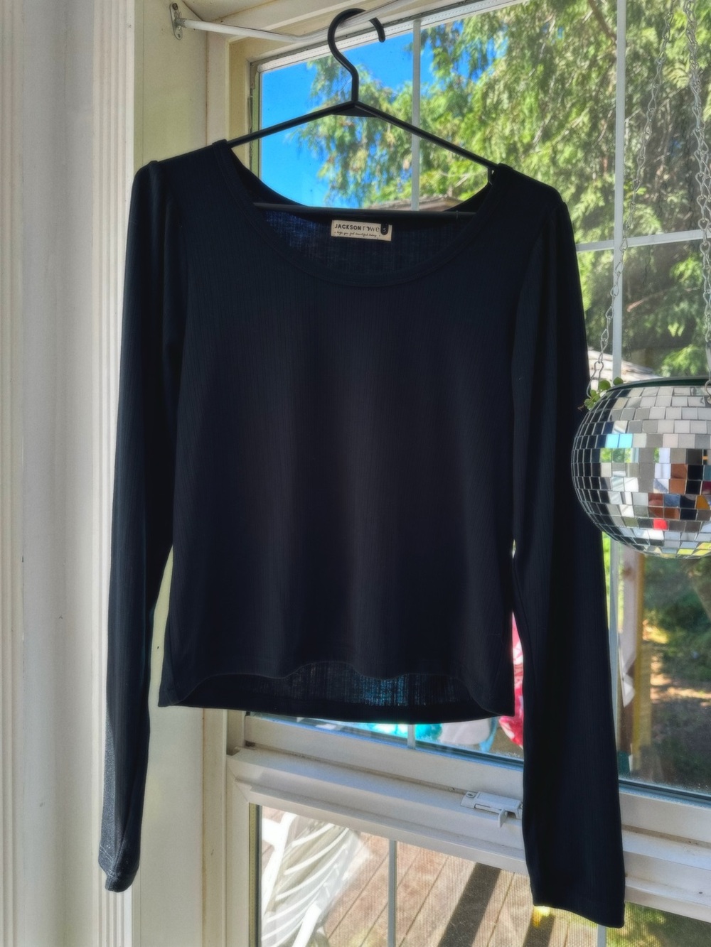 Jackson Rowe Black Long-Sleeve Scoop Neck Tee